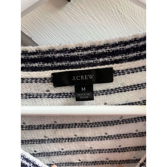 J. Crew White & Black Stripe Textured Alpaca & Wool Sweater sz M NWOT - Picture 3 of 7